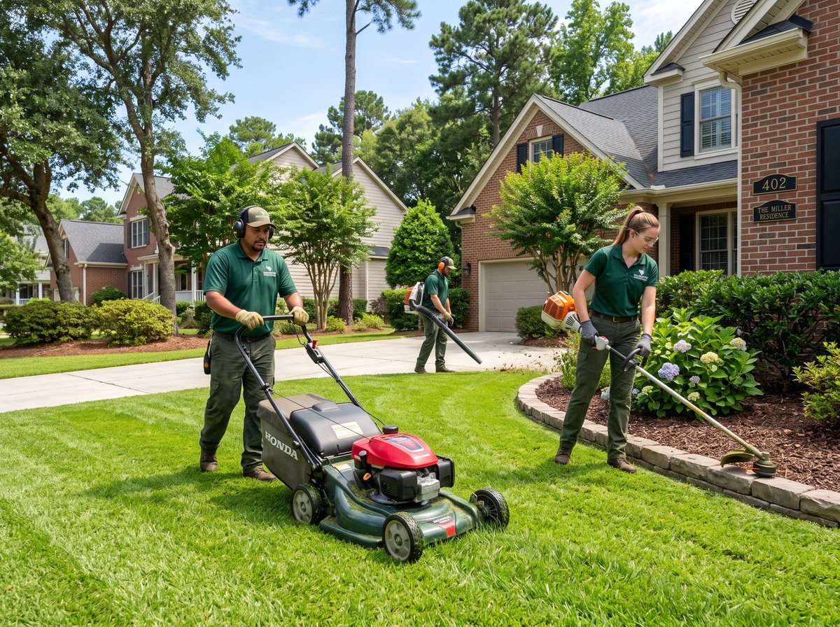 Landscaping team at work